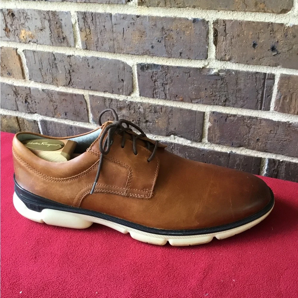 Johnston & Murphy Tan Leather Derby with White Sole